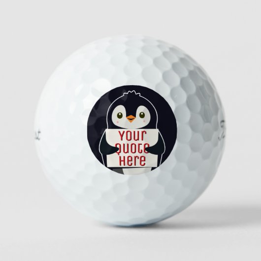 Happy penguin holding a sign to personalize ゴルフボール (正面)