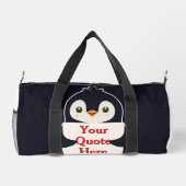 Happy penguin holding a sign to personalize ダッフルバッグ (裏面)