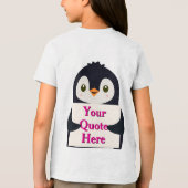 Happy penguin holding a sign to personalize トライブレンドTシャツ (裏面)