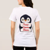 Happy penguin holding a sign to personalize トライブレンドTシャツ (裏面)