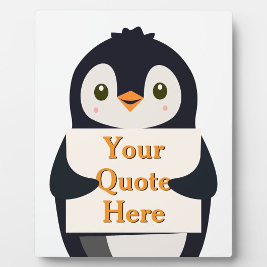 Happy penguin holding a sign to personalize フォトプラーク (正面)