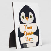 Happy penguin holding a sign to personalize フォトプラーク (側面)
