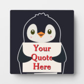 Happy penguin holding a sign to personalize フォトプラーク (正面)