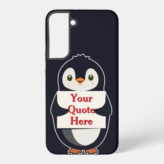 Happy penguin holding a sign to personalize samsung galaxyケース (裏面)