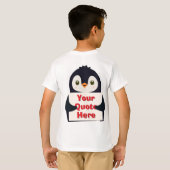 Happy penguin holding a sign to personalize tシャツ (裏面フル)