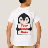 Happy penguin holding a sign to personalize tシャツ (裏面)