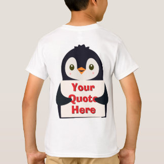 Happy penguin holding a sign to personalize tシャツ