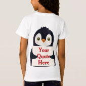 Happy penguin holding a sign to personalize tシャツ (裏面)