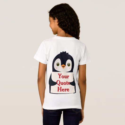 Happy penguin holding a sign to personalize tシャツ (裏面フル)