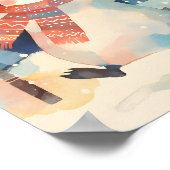 Happy Penguin – Winter Watercolor Nursery Wall Art ポスター (角)