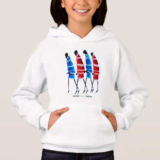 Happy People: Maasai Warriors Walking Art Print T- (正面)