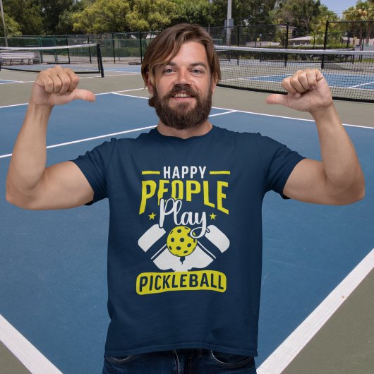 Happy People Play Pickleball Funny Pickleball Tシャツ