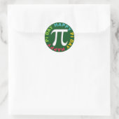 Happy Pi Dayスタンプ明るい色の緑 ラウンドシール (バッグ)