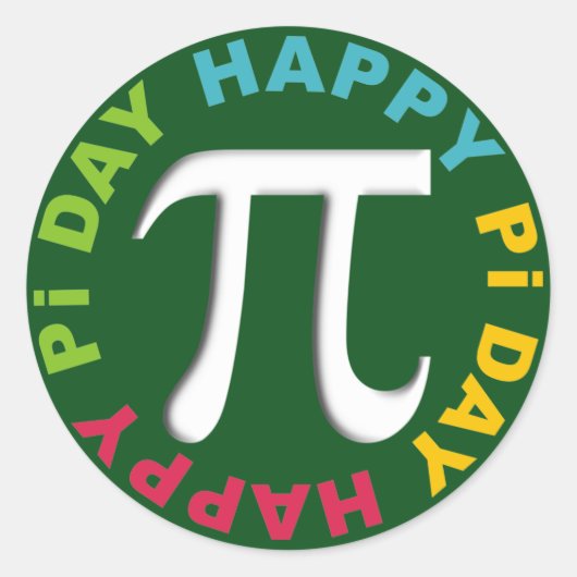 Happy Pi Dayスタンプ明るい色の緑 ラウンドシール (正面)