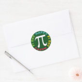 Happy Pi Dayスタンプ明るい色の緑 ラウンドシール (封筒)