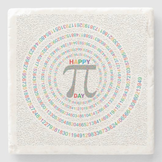 Happy Pi Day ポスター - モダンな数学の壁掛けアート - 3.14 ストーンコースター (正面)