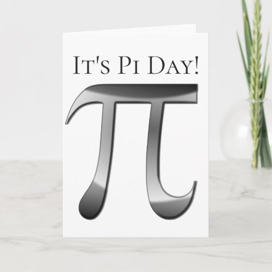 Happy Pi Day – 光沢のあるシルバーPiシンボル カード (正面)