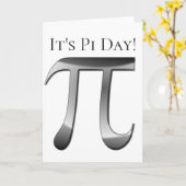 Happy Pi Day – 光沢のあるシルバーPiシンボル カード (黄色い花)