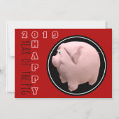 Happy PIg年2019 3D選択カラー1磁気C マグネット招待状 (正面)
