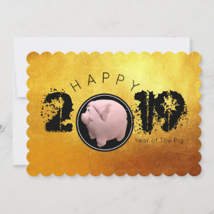 Happy PIg Year 2019オリジナル3Dフラットカード1 招待状