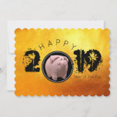 Happy PIg Year 2019オリジナル3Dフラットカード 招待状 (正面)