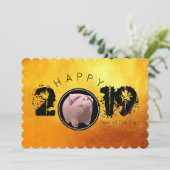 Happy PIg Year 2019オリジナル3Dフラットカード 招待状 (スタンド正面)