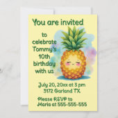 Happy Pineapple Birthday Party Invitation 招待状 (正面)