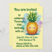 Happy Pineapple Birthday Party Invitation 招待状 (正面/裏面)