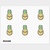 Happy Pineapple – Cute Kawaii Illustration スクエアシール (シート)