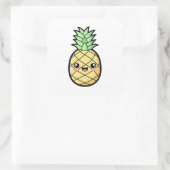 Happy Pineapple – Cute Kawaii Illustration スクエアシール (バッグ)