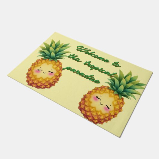Happy Pineapple Welcome Mat ドアマット (アングル)