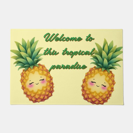 Happy Pineapple Welcome Mat ドアマット (正面)