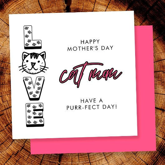 Happy Pink Mother'S Day From the Cat Purfect カード