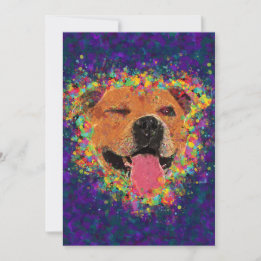 Happy Pit Bull 5" x 7"プリント(Cardstock)
