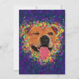 Happy Pit Bull 5" x 7"プリント(Cardstock)