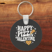 Happy Pizza Valentine Funny Pizza Love Design キーホルダー (正面)