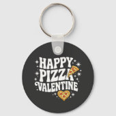 Happy Pizza Valentine Funny Pizza Love Design キーホルダー (裏面)