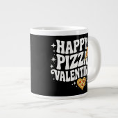 Happy Pizza Valentine Funny Pizza Love Design ジャンボコーヒーマグカップ (正面右)