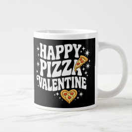 Happy Pizza Valentine Funny Pizza Love Design ジャンボコーヒーマグカップ