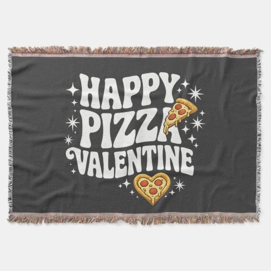 Happy Pizza Valentine Funny Pizza Love Design スローブランケット (正面)