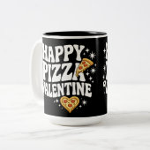 Happy Pizza Valentine Funny Pizza Love Design ツートーンマグカップ (正面左)