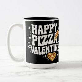 Happy Pizza Valentine Funny Pizza Love Design ツートーンマグカップ