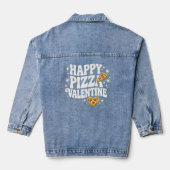 Happy Pizza Valentine Funny Pizza Love Design デニムジャケット (裏面)