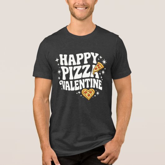 Happy Pizza Valentine Funny Pizza Love Design トライブレンドＴシャツ (正面)