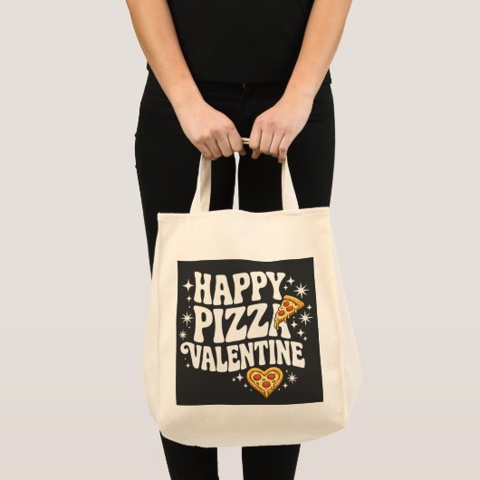 Happy Pizza Valentine Funny Pizza Love Design トートバッグ (正面(商品))