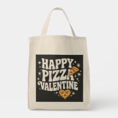 Happy Pizza Valentine Funny Pizza Love Design トートバッグ (裏面)