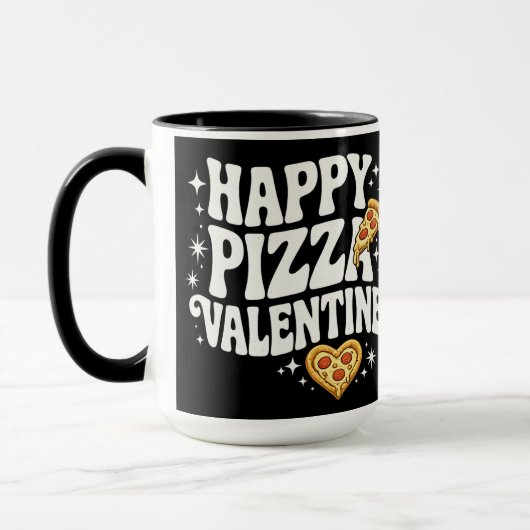 Happy Pizza Valentine Funny Pizza Love Design マグカップ (左)