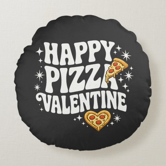 Happy Pizza Valentine Funny Pizza Love Design ラウンドクッション (正面)