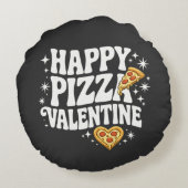 Happy Pizza Valentine Funny Pizza Love Design ラウンドクッション (裏面)
