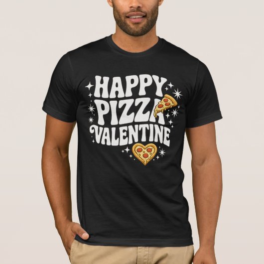 Happy Pizza Valentine Funny Pizza Love Design Tシャツ (正面)